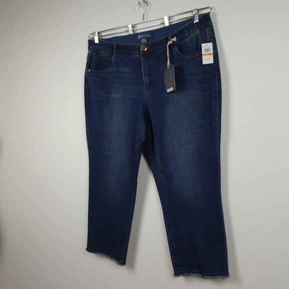 Democracy Slim Jeans Women's Plus Size 24W Blue Denim Stretch High Rise Straight - Picture 2 of 13